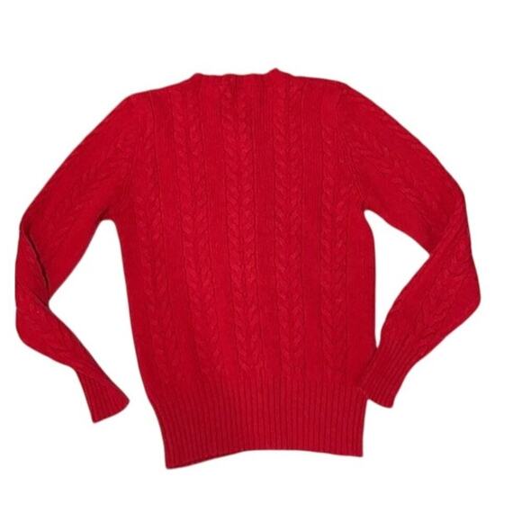 Vintage Red Wool Cable Knit Cardigan ASTON Gold Buttons S - Picture 3 of 6